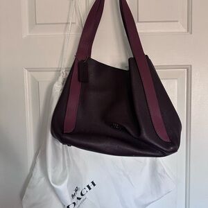 Coach Women's Dark Purple Leather Hadley Hobo Bag